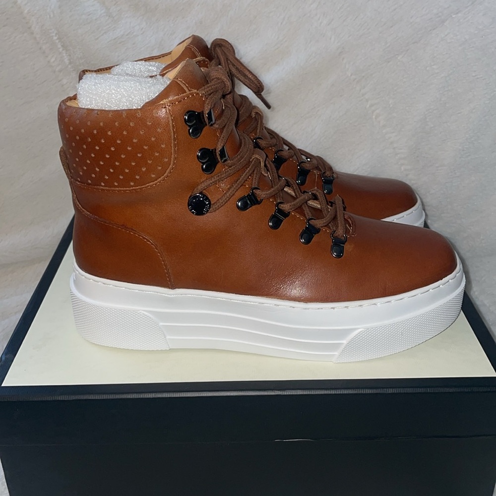 NWT J/SLIDES ADELE Tan Leather Casual Boot Sneaker - Picture 10 of 16